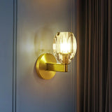 Oval Crystal Wall Light Fixture With 1 Bulb Contemporary Design Gold Finish