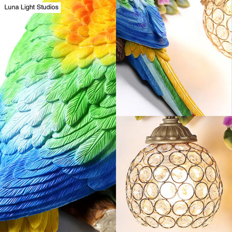 Parrot Wall Sconce With Crystal Lampshade - Gold Finish Right/Left