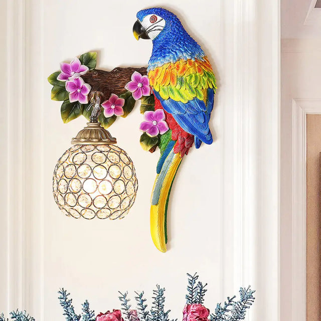 Parrot Wall Sconce With Crystal Lampshade - Gold Finish Right/Left / Right