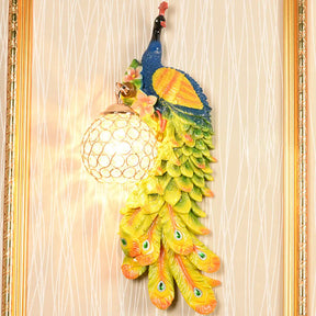 Peacock Wall Sconce With Crystal Shade In White/Blue Finish - 1/2 Pack Left/Right Green / Right