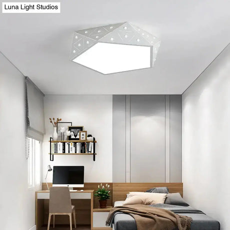 Pentagon Flush Mount Led Ceiling Light With Hollow-Out Acrylic Design For Living Room