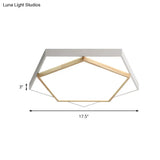 Pentagon Led Flush Mount Lamp In Acrylic Grey/White - 3 Color Options And Sizes Available