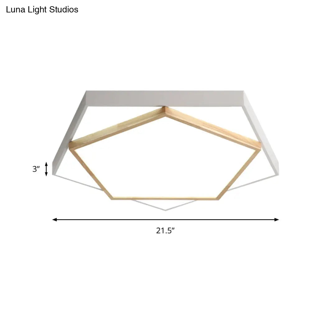 Pentagon Led Flush Mount Lamp In Acrylic Grey/White - 3 Color Options And Sizes Available