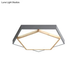 Pentagon Led Flush Mount Lamp In Acrylic Grey/White - 3 Color Options And Sizes Available