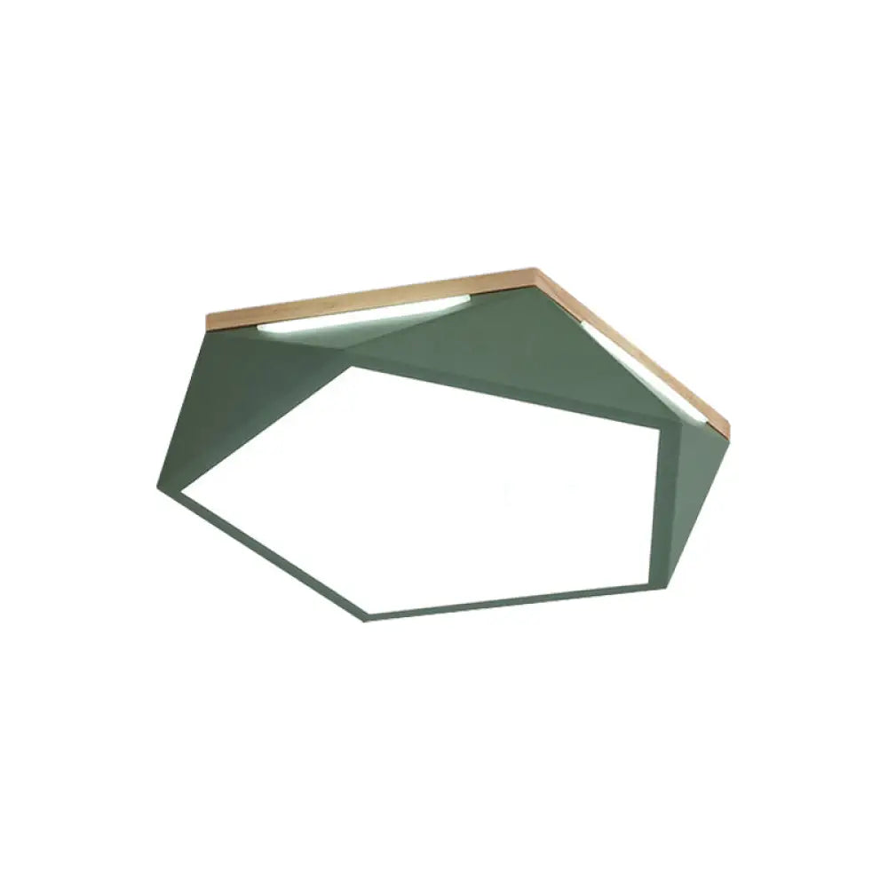 Pentagon Led Flush Mount Lamp In Acrylic White/Blue/Green - 12.5/16.5/20.5 Wide