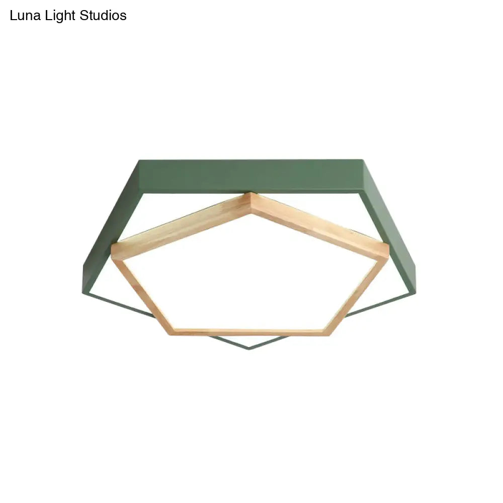 Pentagon Macaron Acrylic Led Flush Mount Lamp In White/Warm/Natural Light - Sizes 14’/18’/21.5