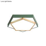 Pentagon Macaron Acrylic Led Flush Mount Lamp In White/Warm/Natural Light - Sizes 14’/18’/21.5