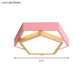 Pentagon Macaron Acrylic Led Flush Mount Lamp In White/Warm/Natural Light - Sizes 14’/18’/21.5