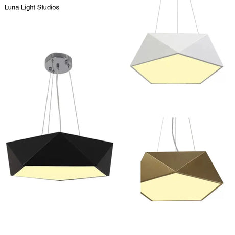 Pentagon Pendant Lighting Metal Ceiling Lamp Fixture With Led And Acrylic Diffuser