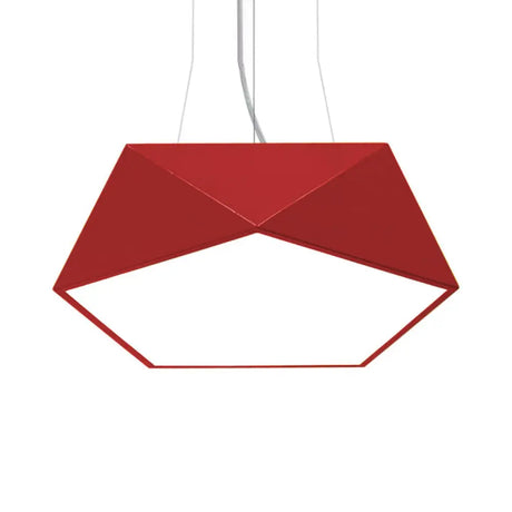 Pentagon Pendant Lighting Metal Ceiling Lamp Fixture With Led And Acrylic Diffuser Red / 16.5’