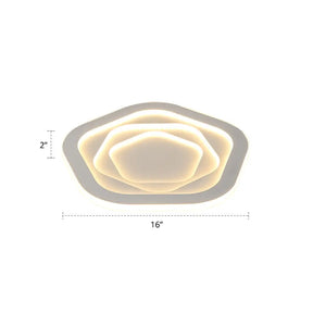 Pentagonal Flush Mount Led Ceiling Light In White Acrylic Minimalistic Bedroom Lighting / 16 Warm