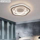 Pentagonal Flush Mount Led Ceiling Light In White Acrylic Minimalistic Bedroom Lighting
