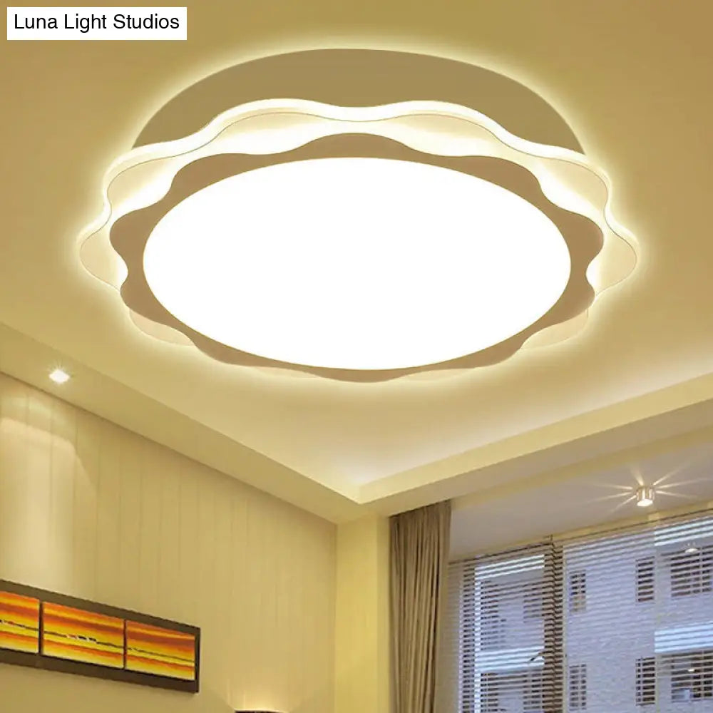 Petite Slim Petal Blossom Flush Led Ceiling Light: Acrylic White Lamp For Kindergarten /