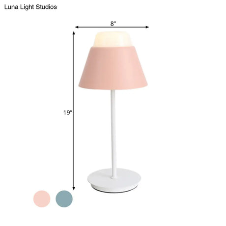Pink/Blue Cone Night Table Lamp With Modernist Design - Ideal For Study Room