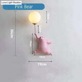 Pink Girl Wall Lamp For Princess Room Girls Bear / White Lamp