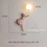 Pink Girl Wall Lamp for Princess Room Girls Room Left Pink Girl / White lamp Wall Lamp