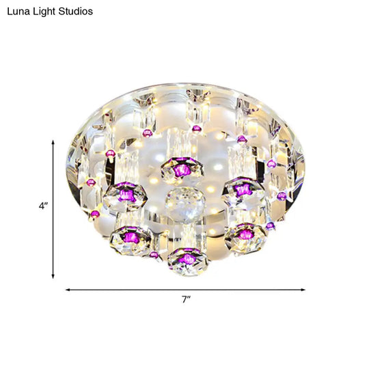 Pink Led Flushmount Ceiling Light With Crystal Accents And Warm/White Glow