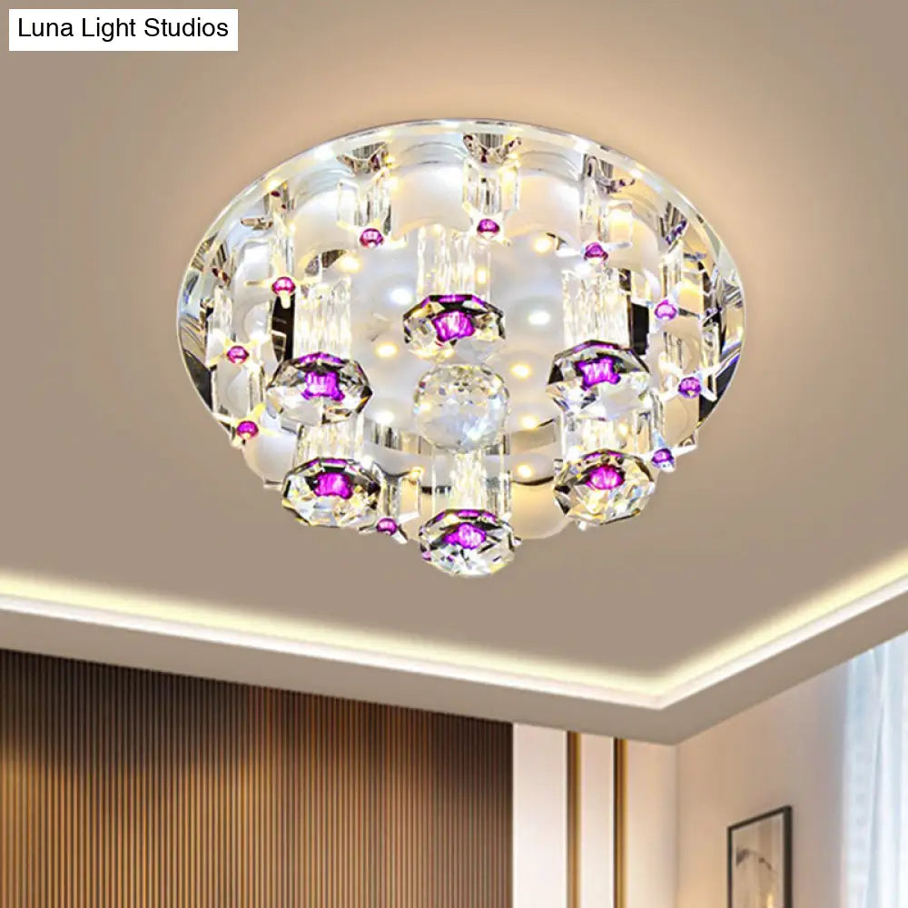 Pink Led Flushmount Ceiling Light With Crystal Accents And Warm/White Glow / Warm