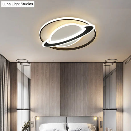 Planet Kids Bedroom Flushmount Lighting Black Led Ceiling Light / 16.5 Third Gear