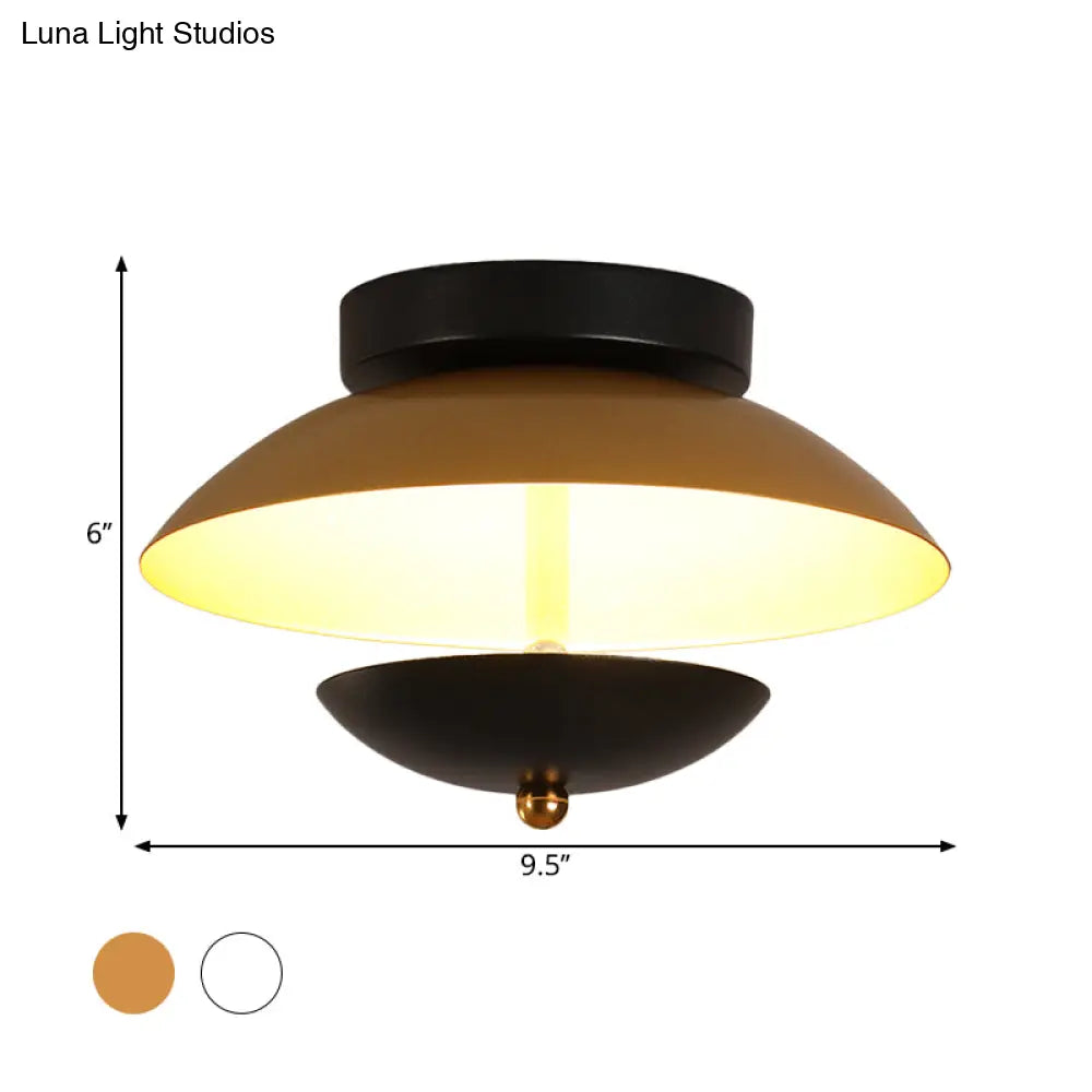Plate - Shape Led Ceiling Light Fixture - Modern Metallic Flush Lamp For Hallways And Aisles In