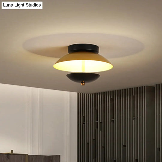 Plate-Shape Led Ceiling Light Fixture - Modern Metallic Flush Lamp For Hallways And Aisles In