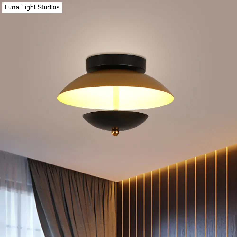 Plate-Shape Led Ceiling Light Fixture - Modern Metallic Flush Lamp For Hallways And Aisles In