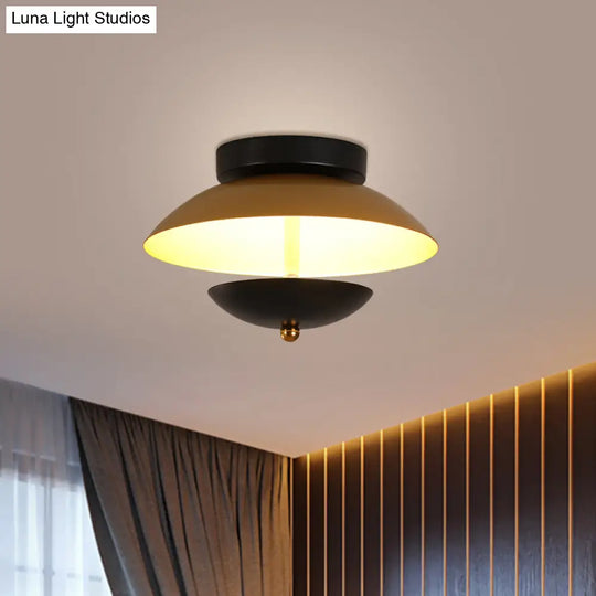 Plate-Shape Led Ceiling Light Fixture - Modern Metallic Flush Lamp For Hallways And Aisles In