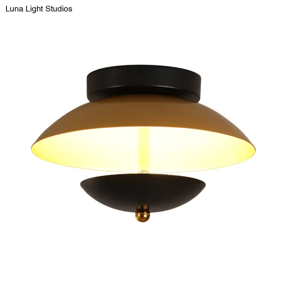 Plate - Shape Led Ceiling Light Fixture - Modern Metallic Flush Lamp For Hallways And Aisles In