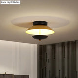 Plate - Shape Led Ceiling Light Fixture - Modern Metallic Flush Lamp For Hallways And Aisles In