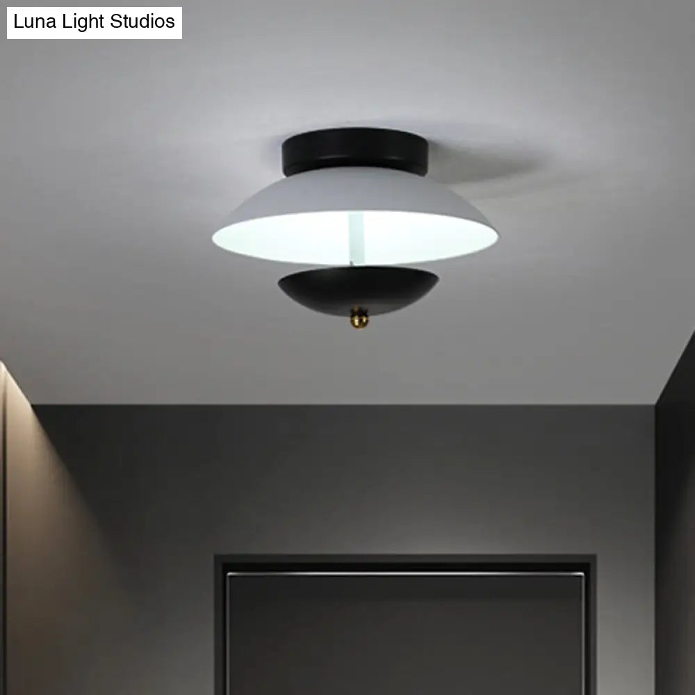 Plate - Shape Led Ceiling Light Fixture - Modern Metallic Flush Lamp For Hallways And Aisles In