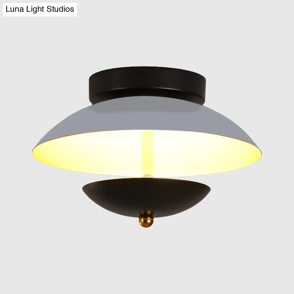 Plate-Shape Led Ceiling Light Fixture - Modern Metallic Flush Lamp For Hallways And Aisles In