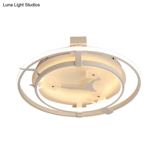 Plum Blossom Led Cartoon Ceiling Light - White Metal Acrylic Flush Mount For Cloth Shop