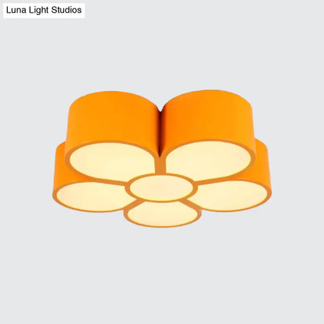 Plum Blossom Led Flushmount Lighting For Kids’ Kindergarten Ceiling - Red/Yellow/Blue
