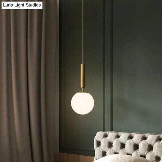 Post-Modern Glass Ball Pendant Light For Bedroom With 1 Bulb And Suspended Fixture