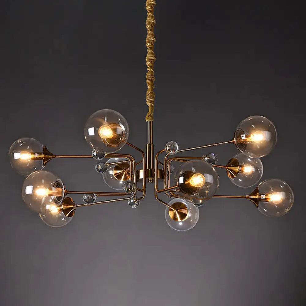 Post-Modern Glass Ceiling Light: Brass Modo Hanging Chandelier For Living Room 10 / Clear