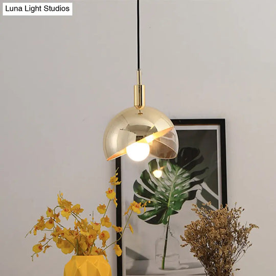 Modern Clear Glass Hanging Pendant Light With Swivel Dome Shade - Gold/Rose Gold Finish Ideal For
