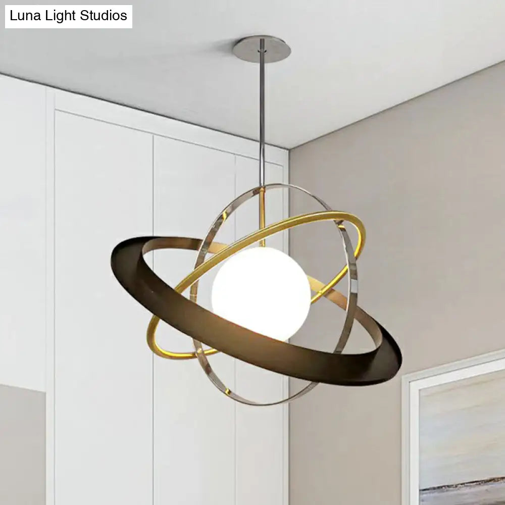 Modern Hanging Glass Ball Light Fixture White Perfect For Dining Room Ceiling With 1 Bulb