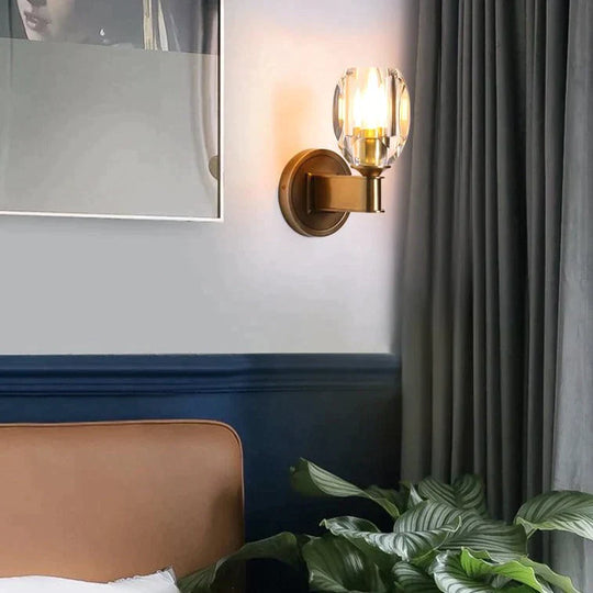 Post-Modern Light Luxury Crystal Copper Wall Lamp Lamps
