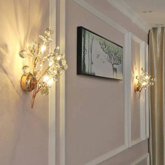 Applique murale LED en cristal de style branche de luxe post-moderne