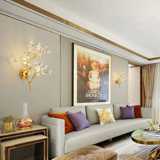 Applique murale LED en cristal de style branche de luxe post-moderne