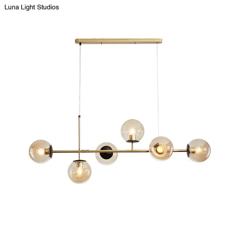 Postmodern 6-Light Island Lamp With Glass Ball Shades For Dining Rooms