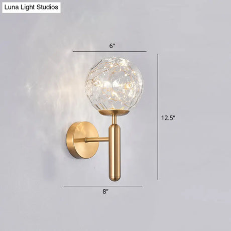 Postmodern Ball Led Starry Wall Sconce With Glass Shade - Bedroom Lighting