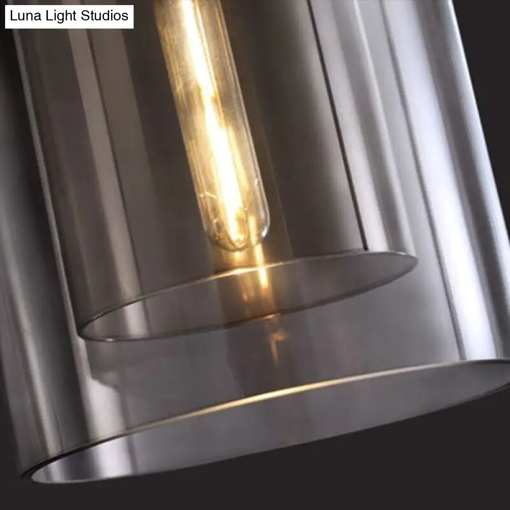 Modern Bedroom Hanging Lamp With Double Glass Cloche Shade