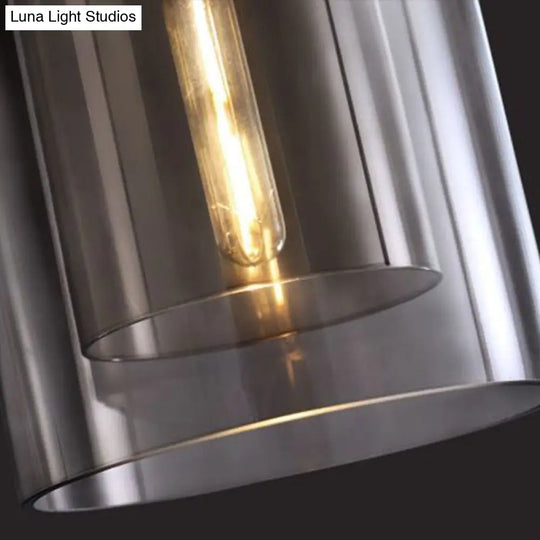 Postmodern Bedroom Hanging Lamp With Double Cloche Glass Shade - 1 Bulb Ceiling Light