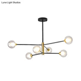 Postmodern Black & Gold Chandelier - 6/8 Lights Branch Design Clear Glass Shades