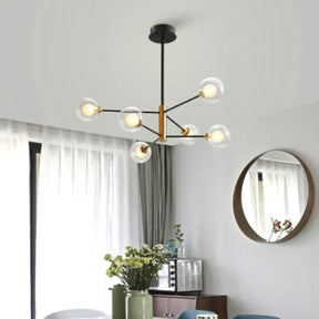 Postmodern Black & Gold Chandelier - 6/8 Lights Branch Design Clear Glass Shades 6 /