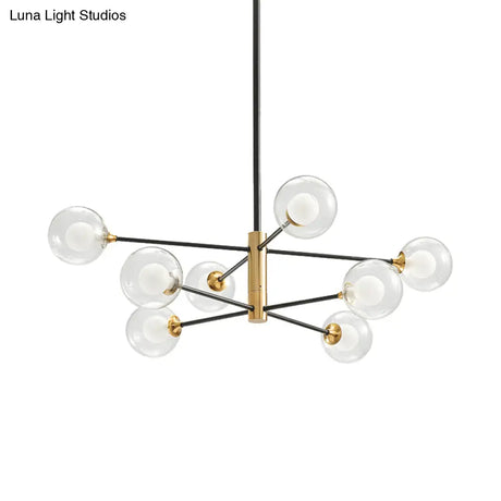 Postmodern Black & Gold Chandelier - 6/8 Lights Branch Design Clear Glass Shades