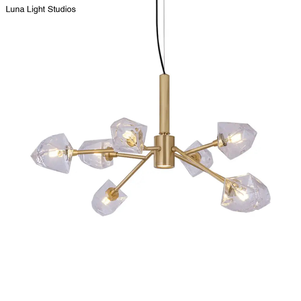 Postmodern Crystal Gemstone Brass Chandelier With 8 Heads - Ceiling Pendant Lamp