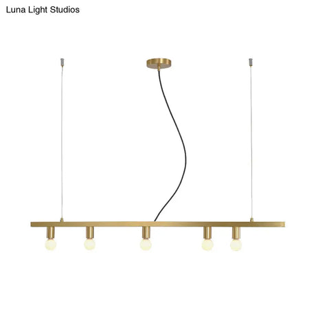 Postmodern Brass Linear Down Lighting Chandelier - Hanging Pendant For Dining Table