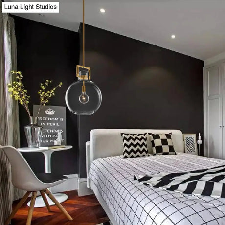 Postmodern Brass Pendant Light With Clear Glass Shade - Dome/Globe/Cone Design 12’/12.5’/14’ Wide